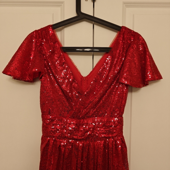 Red Sequin Evening Party Dress size 2-4 - Picture 4 of 10